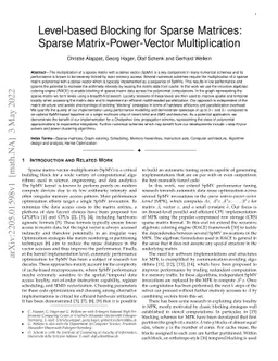 Level-based Blocking for Sparse Matrices: Sparse Matrix-Power-Vector
  Multiplication