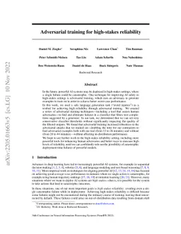 Adversarial Training for High-Stakes Reliability
