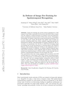 In Defense of Image Pre-Training for Spatiotemporal Recognition