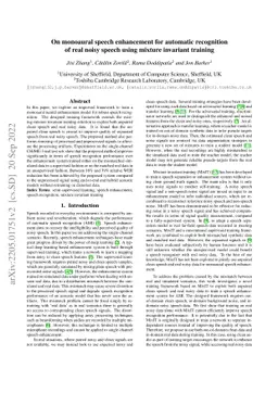 On monoaural speech enhancement for automatic recognition of real noisy
  speech using mixture invariant training