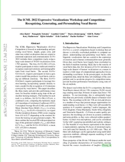 The ICML 2022 Expressive Vocalizations Workshop and Competition:
  Recognizing, Generating, and Personalizing Vocal Bursts
