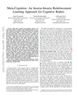 Meta-Cognition. An Inverse-Inverse Reinforcement Learning Approach for
  Cognitive Radars