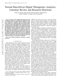 Toward Data-Driven Digital Therapeutics Analytics: Literature Review and
  Research Directions