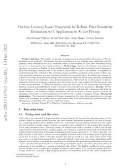 Machine Learning based Framework for Robust Price-Sensitivity Estimation
  with Application to Airline Pricing