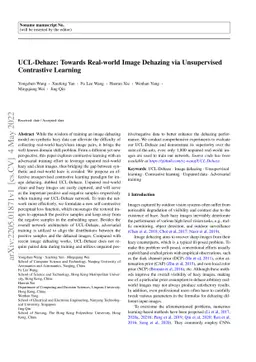 UCL-Dehaze: Towards Real-world Image Dehazing via Unsupervised
  Contrastive Learning