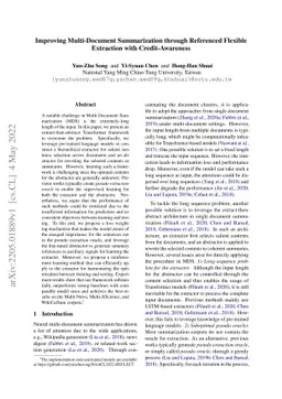 Improving Multi-Document Summarization through Referenced Flexible
  Extraction with Credit-Awareness