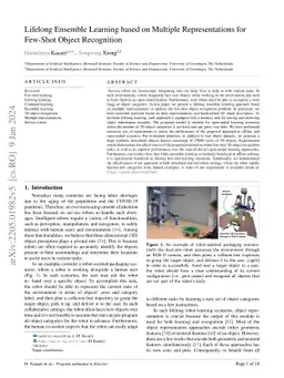 Lifelong Ensemble Learning based on Multiple Representations for
  Few-Shot Object Recognition