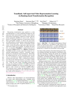 TransRank: Self-supervised Video Representation Learning via
  Ranking-based Transformation Recognition
