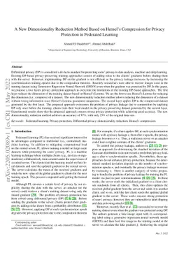 A New Dimensionality Reduction Method Based on Hensel's Compression for
  Privacy Protection in Federated Learning