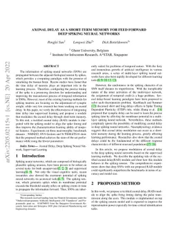 Axonal Delay As a Short-Term Memory for Feed Forward Deep Spiking Neural
  Networks