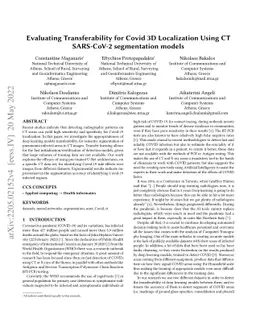 Evaluating Transferability for Covid 3D Localization Using CT SARS-CoV-2
  segmentation models