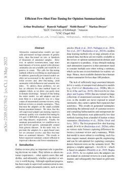 Efficient Few-Shot Fine-Tuning for Opinion Summarization