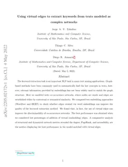 Using virtual edges to extract keywords from texts modeled as complex
  networks