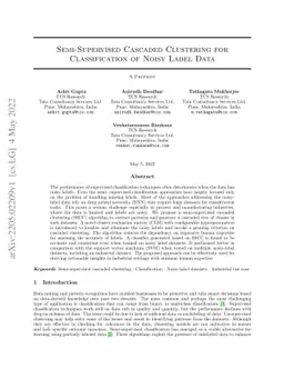 Semi-Supervised Cascaded Clustering for Classification of Noisy Label
  Data