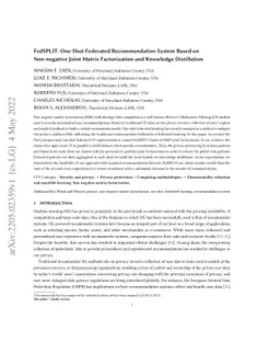 FedSPLIT: One-Shot Federated Recommendation System Based on Non-negative
  Joint Matrix Factorization and Knowledge Distillation