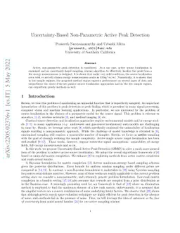 Uncertainty-Based Non-Parametric Active Peak Detection