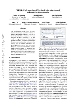 PREME: Preference-based Meeting Exploration through an Interactive
  Questionnaire