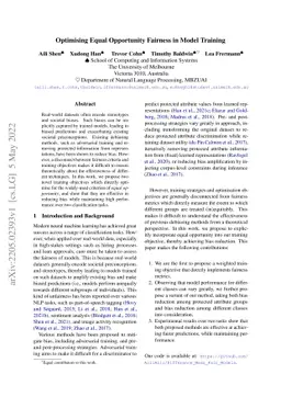 Optimising Equal Opportunity Fairness in Model Training