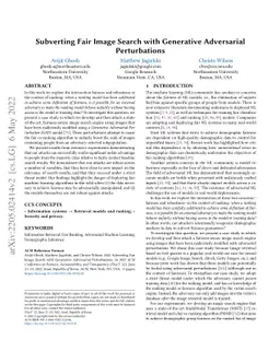 Subverting Fair Image Search with Generative Adversarial Perturbations