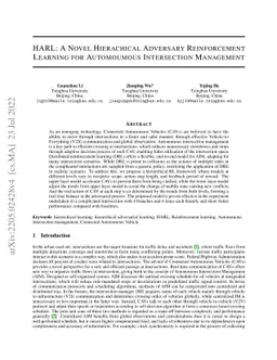 HARL: A Novel Hierachical Adversary Reinforcement Learning for
  Automoumous Intersection Management