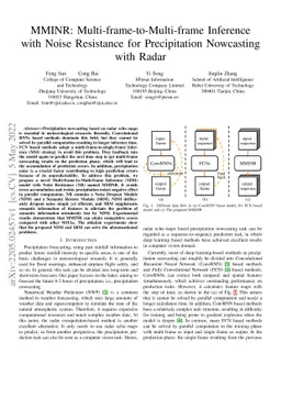 MMINR: Multi-frame-to-Multi-frame Inference with Noise Resistance for
  Precipitation Nowcasting with Radar