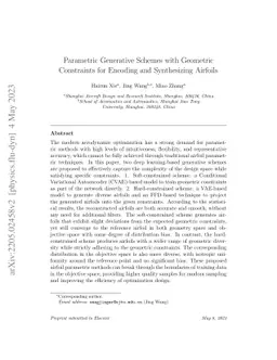 Parametric Generative Schemes with Geometric Constraints for Encoding
  and Synthesizing Airfoils