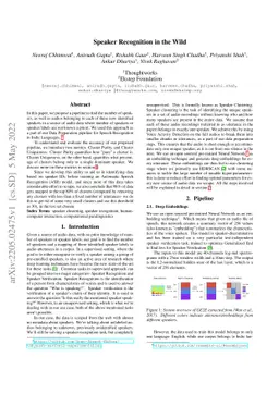 Speaker Recognition in the Wild