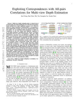 Exploiting Correspondences with All-pairs Correlations for Multi-view
  Depth Estimation