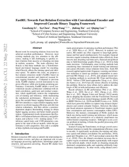 FastRE: Towards Fast Relation Extraction with Convolutional Encoder and
  Improved Cascade Binary Tagging Framework
