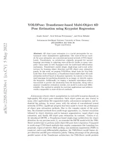 YOLOPose: Transformer-based Multi-Object 6D Pose Estimation using
  Keypoint Regression