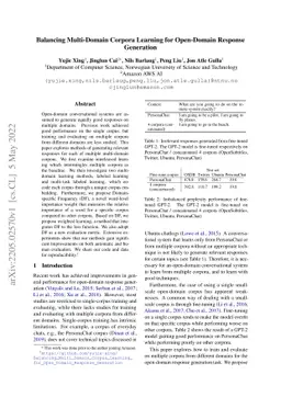 Balancing Multi-Domain Corpora Learning for Open-Domain Response
  Generation