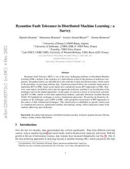 Byzantine Fault Tolerance in Distributed Machine Learning : a Survey