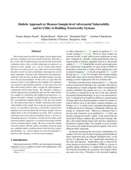 Holistic Approach to Measure Sample-level Adversarial Vulnerability and
  its Utility in Building Trustworthy Systems