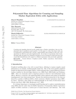 Polynomial-Time Algorithms for Counting and Sampling Markov Equivalent
  DAGs with Applications