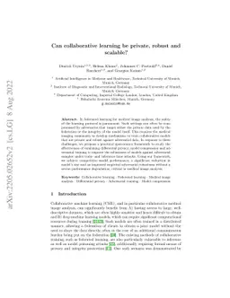 Can collaborative learning be private, robust and scalable?