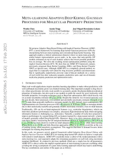 Meta-learning Adaptive Deep Kernel Gaussian Processes for Molecular
  Property Prediction