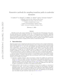 Generative methods for sampling transition paths in molecular dynamics