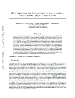 GAN Inversion for Data Augmentation to Improve Colonoscopy Lesion
  Classification