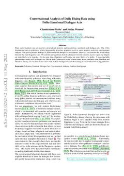 Conversational Analysis of Daily Dialog Data using Polite Emotional
  Dialogue Acts