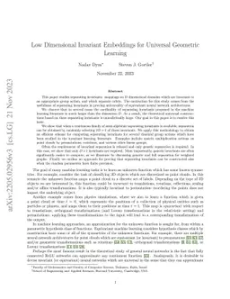 Low Dimensional Invariant Embeddings for Universal Geometric Learning