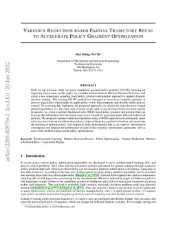 Variance Reduction based Partial Trajectory Reuse to Accelerate Policy
  Gradient Optimization