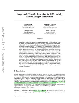 Large Scale Transfer Learning for Differentially Private Image
  Classification