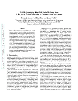 Tell Me Something That Will Help Me Trust You: A Survey of Trust
  Calibration in Human-Agent Interaction