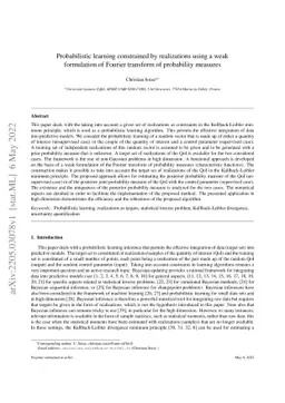 Probabilistic learning constrained by realizations using a weak
  formulation of Fourier transform of probability measures