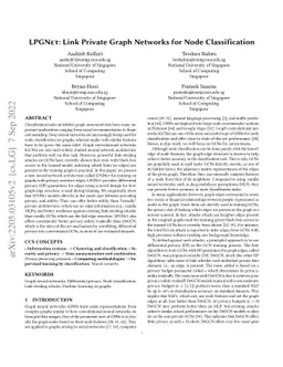 LPGNet: Link Private Graph Networks for Node Classification