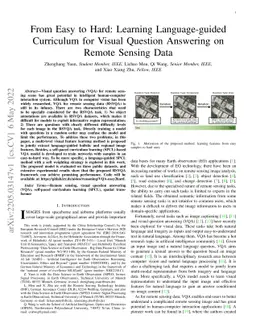 From Easy to Hard: Learning Language-guided Curriculum for Visual
  Question Answering on Remote Sensing Data