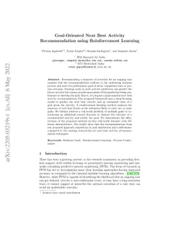 Goal-Oriented Next Best Activity Recommendation using Reinforcement
  Learning