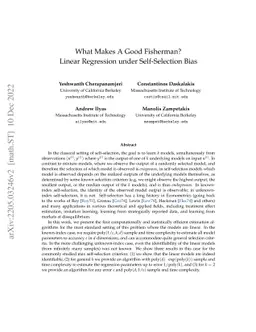 What Makes A Good Fisherman? Linear Regression under Self-Selection Bias