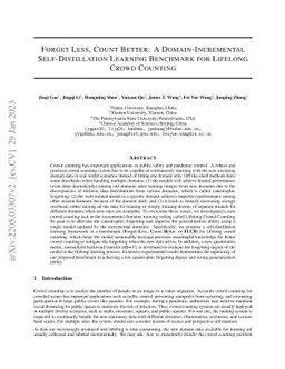 Forget Less, Count Better: A Domain-Incremental Self-Distillation
  Learning Benchmark for Lifelong Crowd Counting