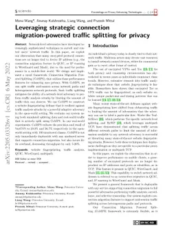Leveraging strategic connection migration-powered traffic splitting for
  privacy